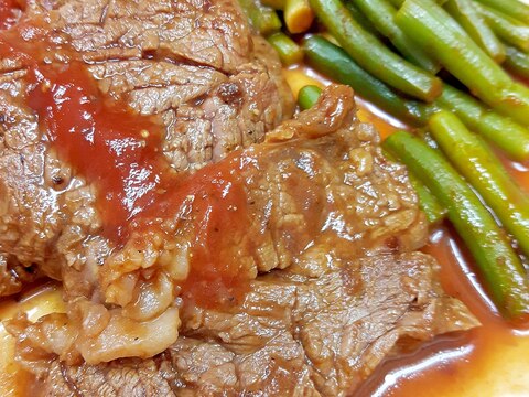 簡単！(^^)牛肉のステーキwithニンニクの芽♪